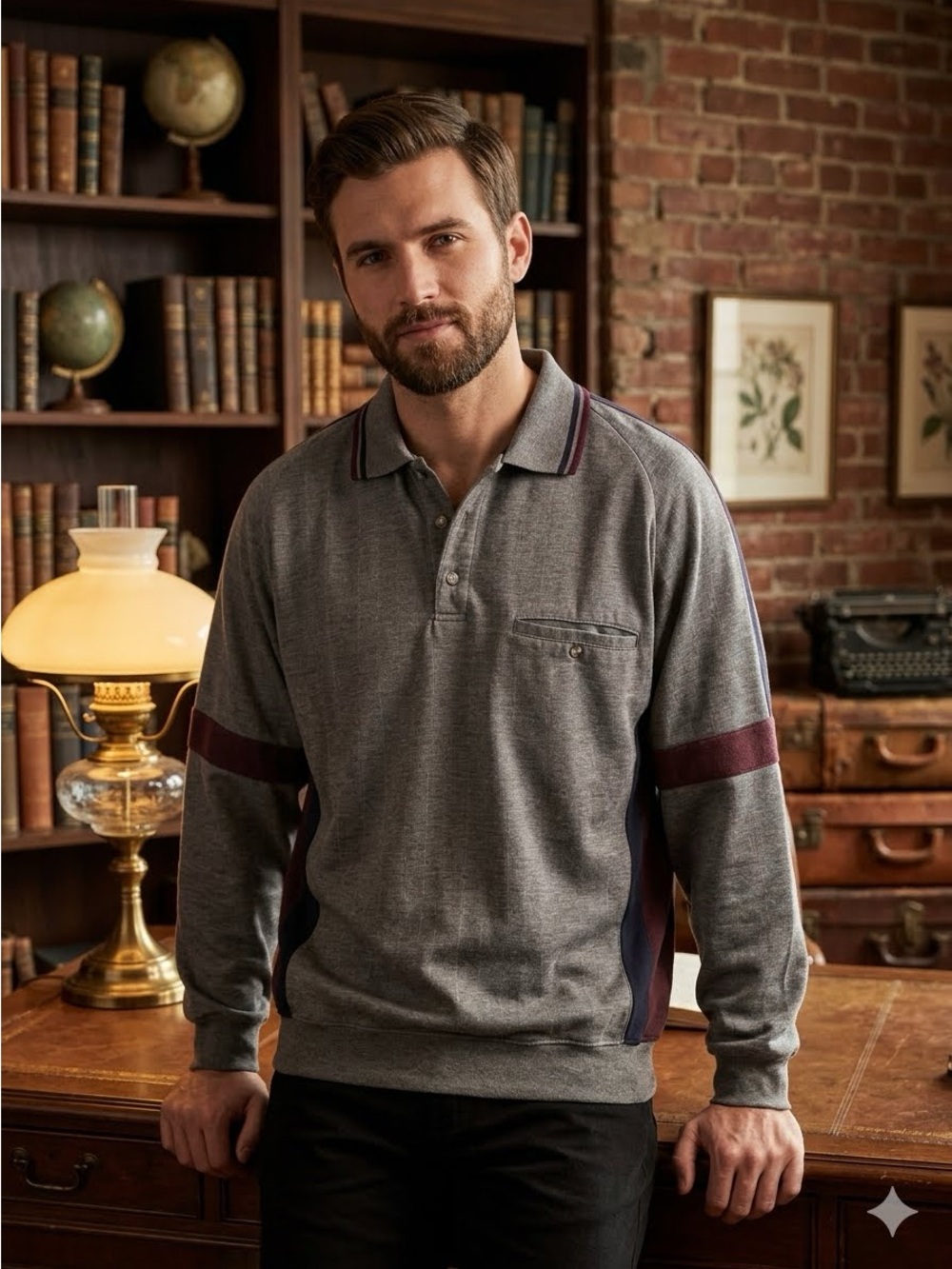 Vintage 90s Men’s Falcon Bay Colorblock Polo Style Sweatshirt